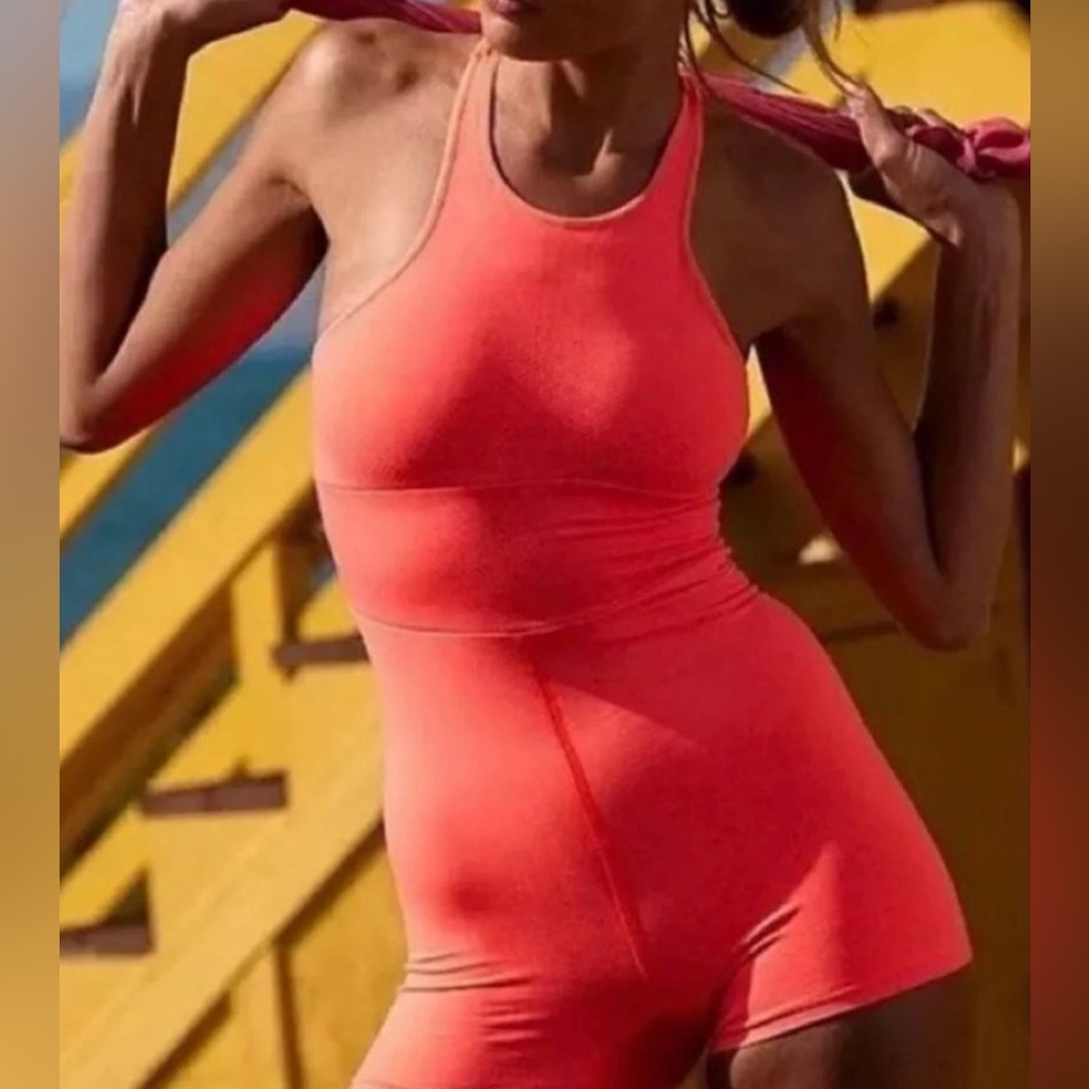 FP Movement by Free People | Every Single Time Runsie Neon Coral | Size M/L NWT - Picture 3 of 14